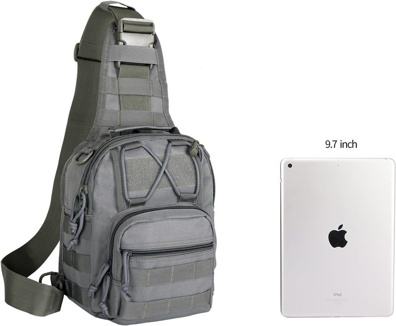 Viriber Tactical Backpack, Waterproof Military Cross-body Molle Sling Shoulder Backpack Chest Bag for Outdoor Every Day Carry gray - Image 2